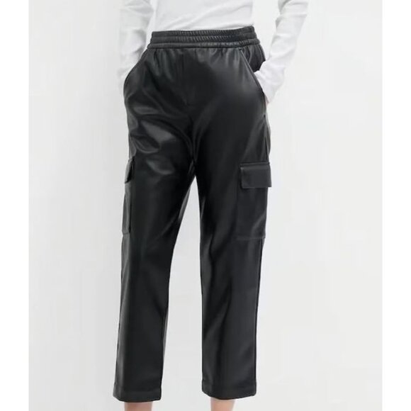 GAP Cargo Pants Size Small Tall Pull On Elastic Waist Faux Leather Utility NEW - Picture 1 of 7